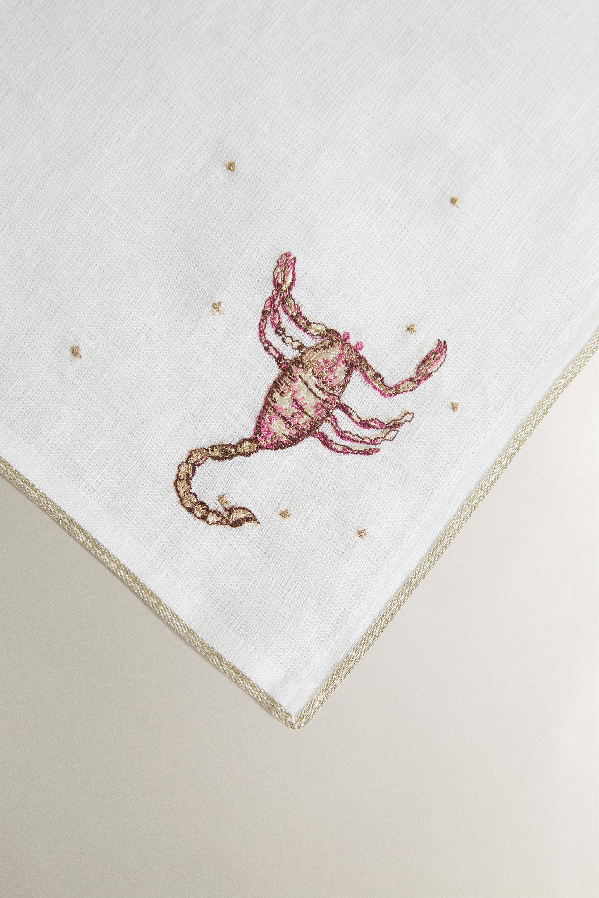 SCORPIO EMBROIDERED LINEN NAPKIN | MARISA BERENSON
